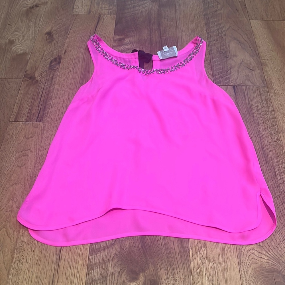 Madison Marcus Woman’s Pink Silk Bedazzled Sleeveless Top Size XS